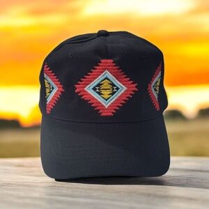 Black and Red Geometric Pattern Cap